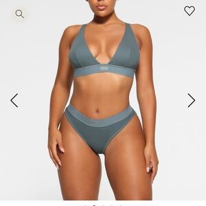 Skims Cotton Rib Plunge Bralette - Kyanite - Medium